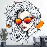 Cool Girl Wall Decal | Anime Wall Art | Stylish Female Character Sticker | Removable Vinyl Mural Comic Aesthetic Decor for Teen Room Office