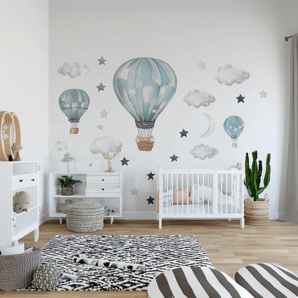 Balloon Ceiling Sticker Hot Air Balloon Wall Decals | Nursery Wall Stickers | Dreamy Sky Wall ...