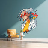 Anime Girl Wall Decal | Cool Anime Wall Art | Removable Vinyl Sticker | Teen Room Decor | Japanese Cartoon Style | Gift for Anime Fans