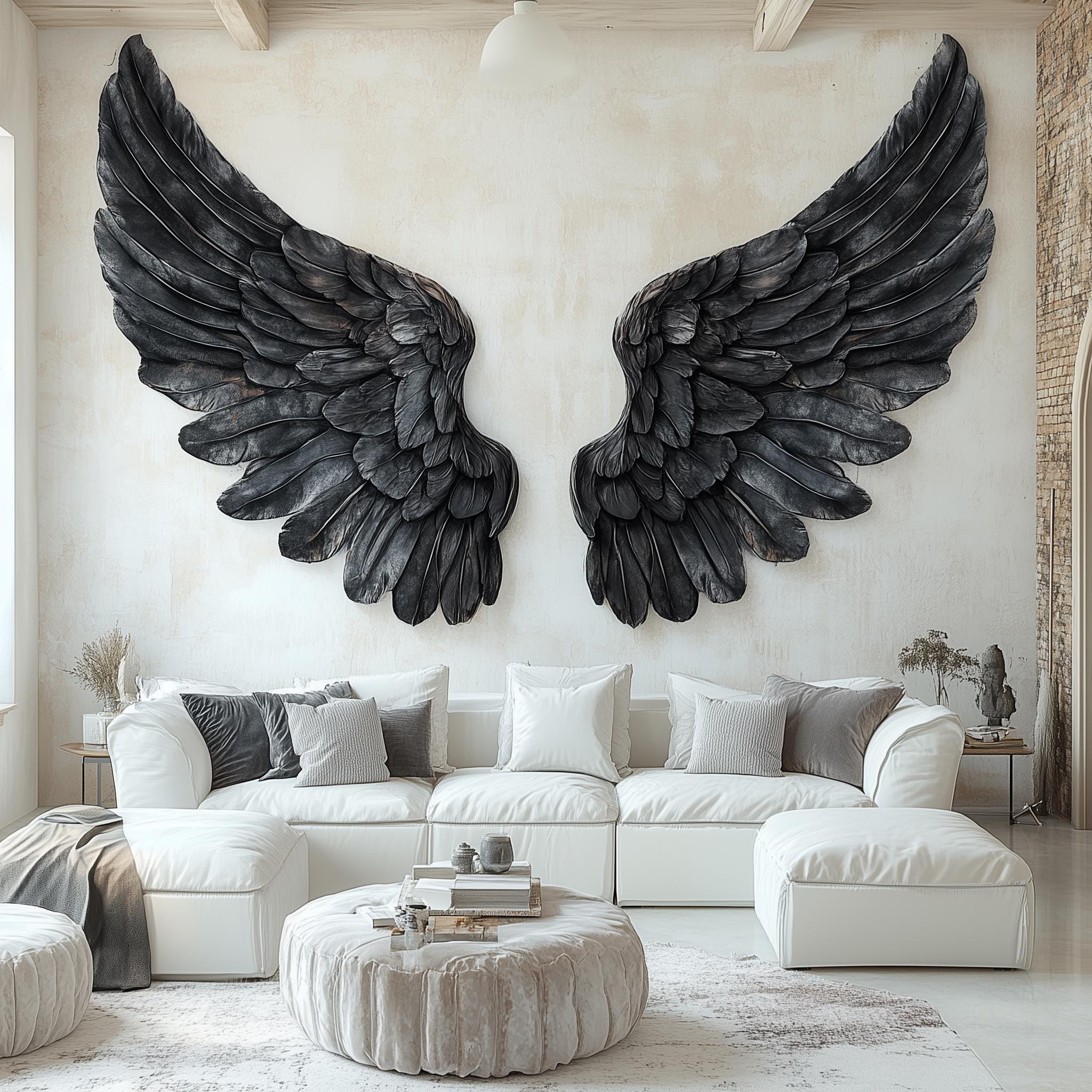Black Angel Wings Wall Decal | Large Gothic Wing Set