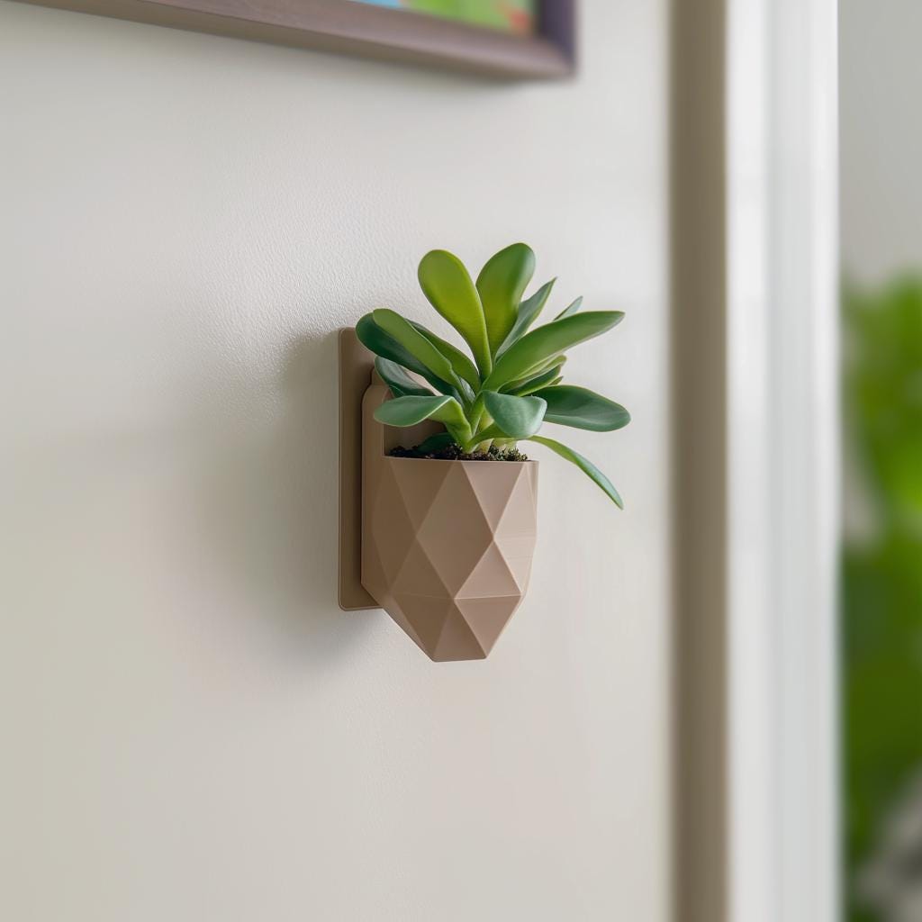 Geometric Wall Planter | 3D Printed Faceted Plant Pot | Modern Vertical Garden | Wall Mounted Indoor Planter for Small Plants