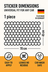 2x Honeycomb Window Decals for Cars | 2-Piece Vinyl Matte Black Set Rear or Quarter Window Sticker | Modern Car Decor Car Accessory for Him