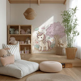 Cute Unicorn Wall Decal | Pastel Cartoon Unicorn Wall Sticker for Girls' Nursery or Bedroom | Kawaii Removable Vinyl Mural for Kids