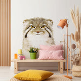 Pallas Cat Wall Decal | Manul Kids Room Vinyl Sticker | Illustrated Animal Wall Art | Cute Wild Cat Decor | Soft Wildlife Wall Mural Nursery
