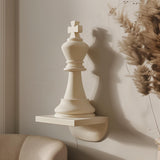 3D printed wall decor shaped like a King chess piece, minimalist modern design made from matte PLA plastic, displayed as wall art in contemporary interior
