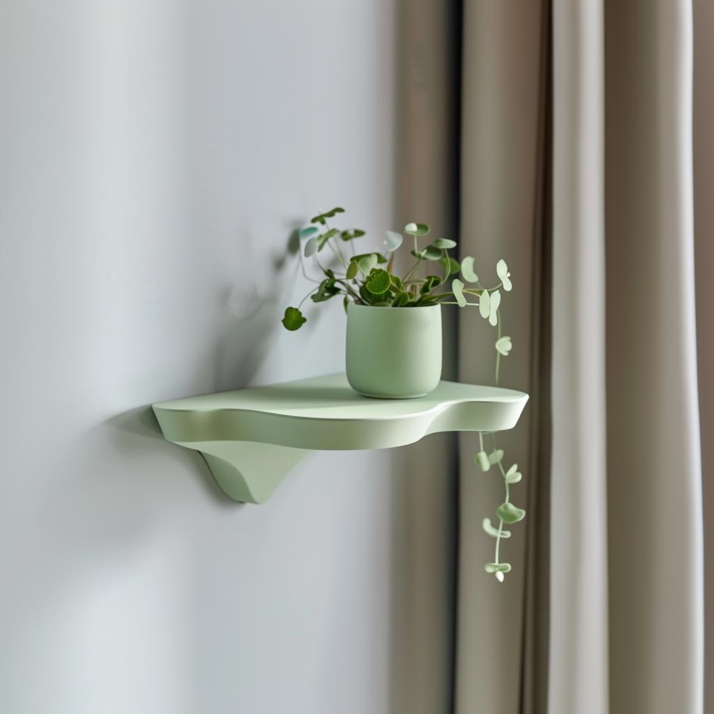 3D Printed Modern Wall Shelf | Minimalist Floating Shelf Design | Organic Nature Inspired Shape | Contemporary Home Decor Accent