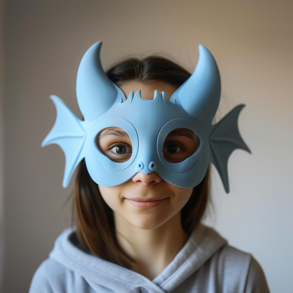 3D Printed Dragon Mask | Playful Fantasy Cosplay Facepiece | Horned Creature Costume Accessory for Adults, Parties, Festivals and Events