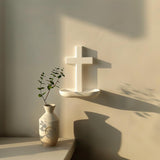 3D Printed Cross Wall Shelf | Minimalist Prayer Nook Decor | Modern Floating Ledge for Cozy Home and Chapel Interior Decor Spaces