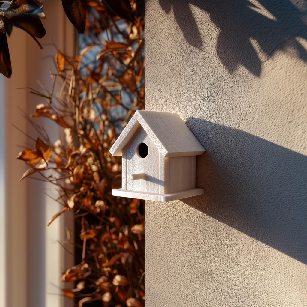 3D Printed Birdhouse Wall Decor with Hidden Storage | Modern Minimalist Bird House Sculpture with Removable Roof for Keys and Small Items