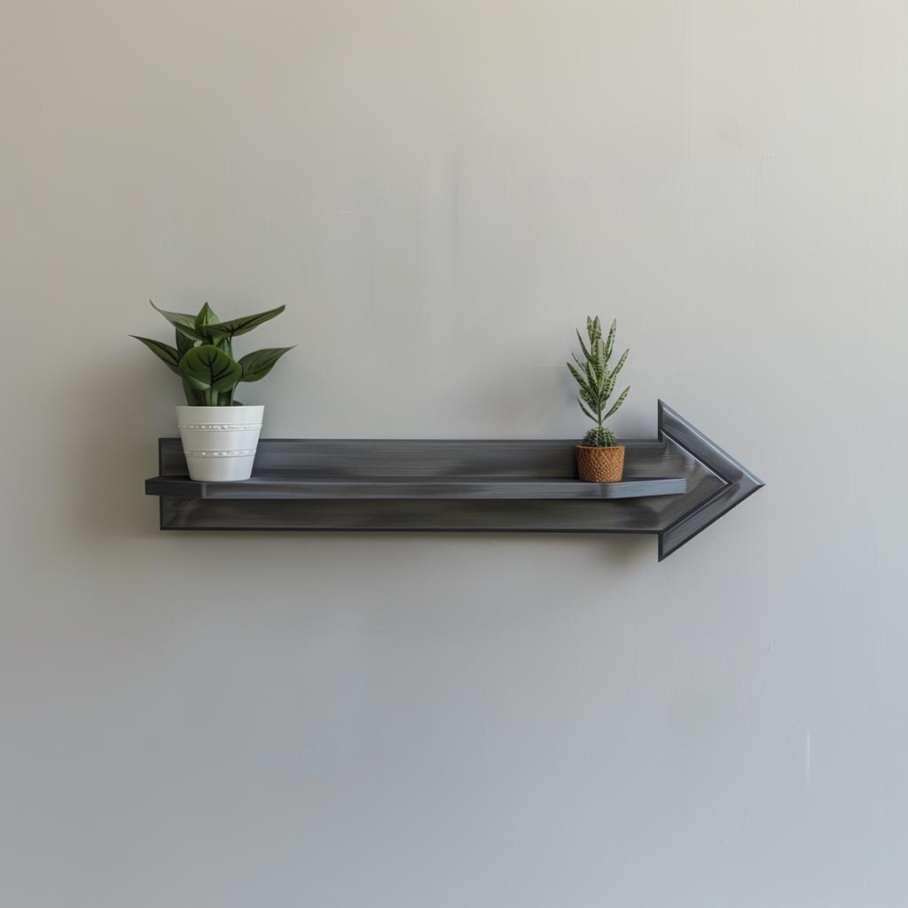3D Printed Arrow Wall Shelf | Modern Directional Floating Shelf | Unique Minimalist Wall Decor Accent for Stylish Contemporary Interiors