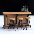 Miniature Bar Counter Set 1:12 Scale Dollhouse Bar | Miniature Bar & Stools Dollhouse Pub Scene | Tiny Bar Furniture Modern Mini Bar Diorama