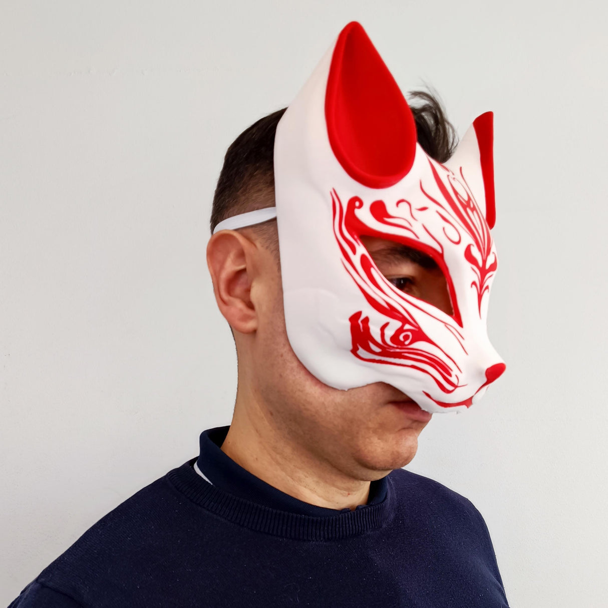 Red Fox Mask | 3D Printed Japanese Mask | Anime Cosplay Mask | Kitsune Yokai Spirit Mask | Festival Fox Mask | Costume Prop Demon Mythology