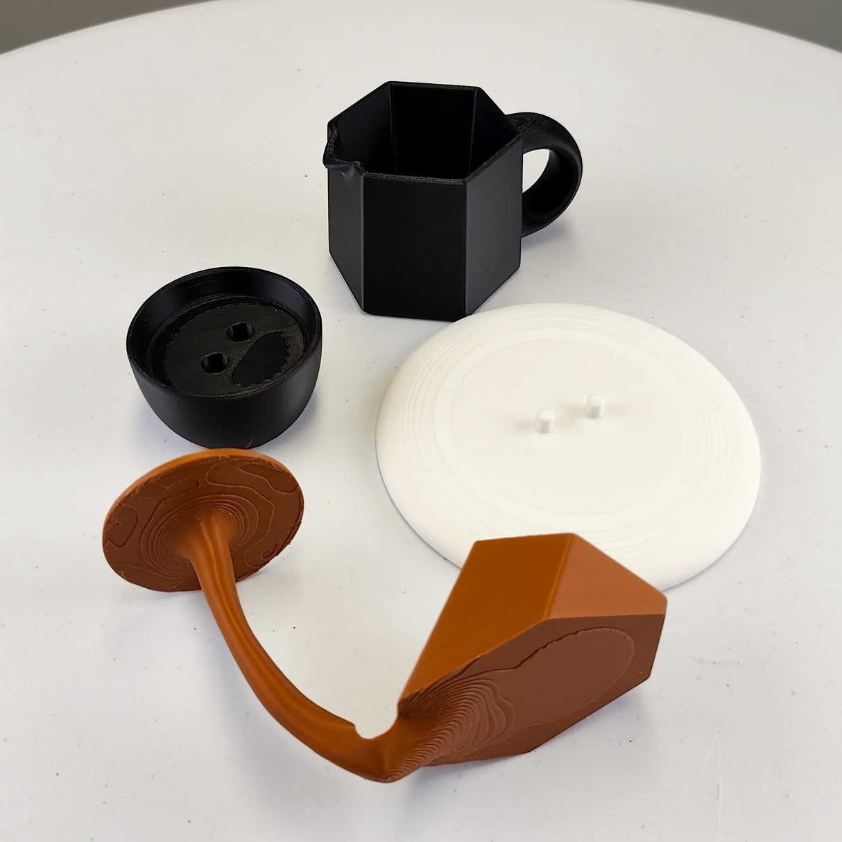 Floating Coffee Pour Sculpture | Black 3D Printed Coffee Art Optical Illusion Kitchen Decor | Coffee Lover Gift Barista Unique Coffee Bar