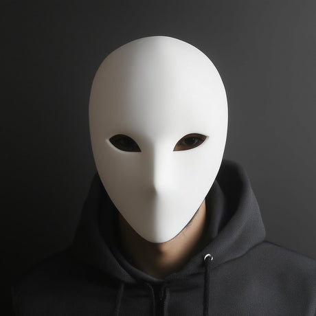 Custom Blank Face Mask | Minimalist Cosplay Mask | White or Colorful Costume Mask | 3D Printed Mask for Halloween & Events
