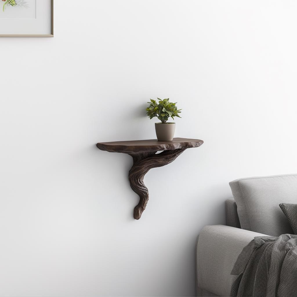 Twisted Root Wall Shelf | Organic Floating Shelf for Plants | 3D Printed Tree Shelf