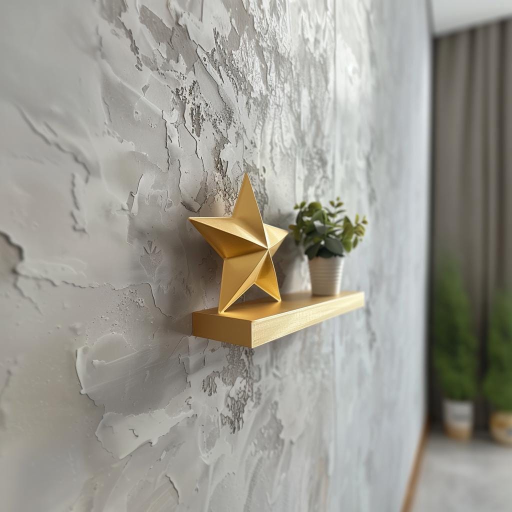 3D Printed Star Wall Shelf | Modern Decorative Floating Shelf | Minimalist Home Accent | Unique Wall Decor | Contemporary 3D Print Design