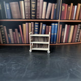 Dollhouse Library Cart | 1:12 Scale Miniature Bookshelf | 3D Printed Rolling Bookcase | Miniature Library Storage | Dollhouse Furniture Play