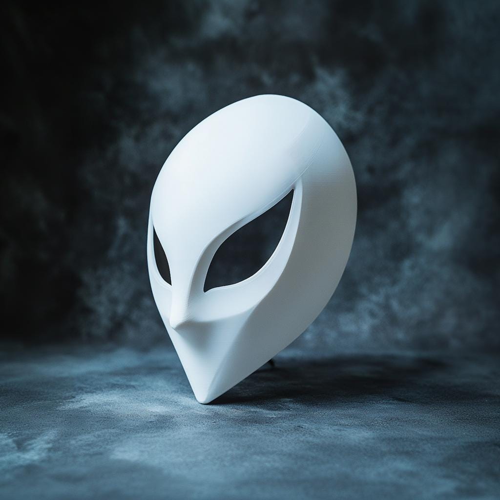 3D Printed Alien Mask | Futuristic Phantom Minimalist Sci-Fi Mask | Cyberpunk Cosplay Extraterrestrial Costume Mask