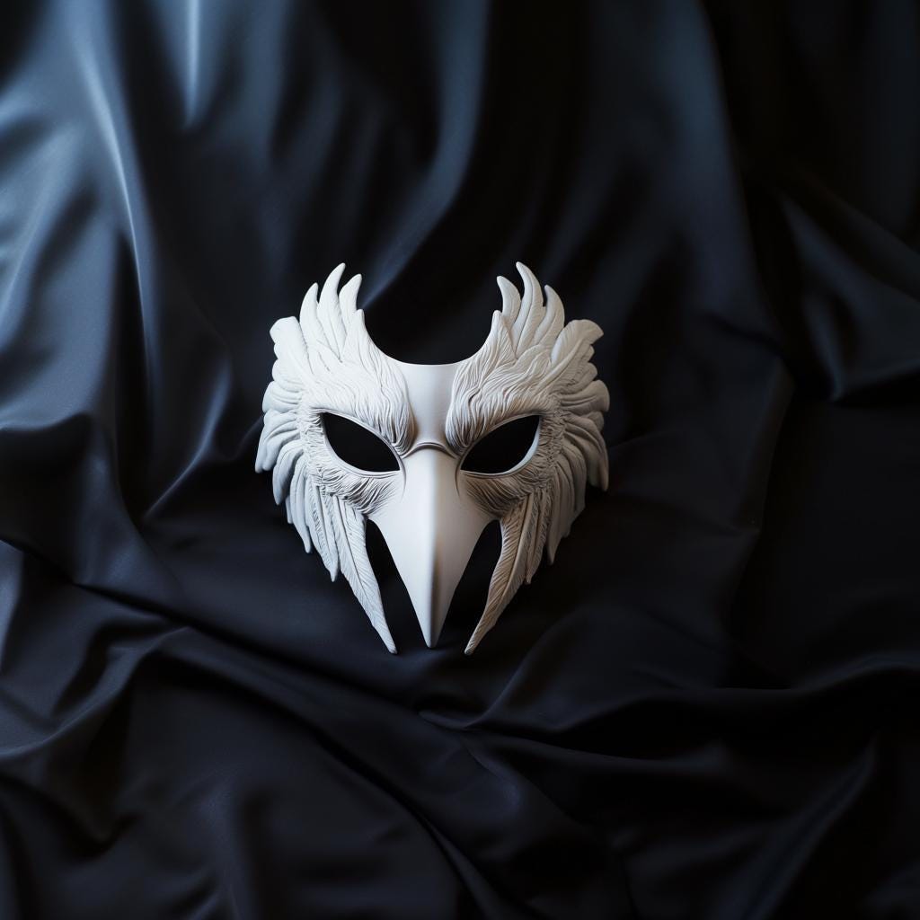 Bird Mask | Feathered Raven Cosplay Mask | Halloween Costume Mask | 3D Printed Unique Mask for Cosplay | Masquerade Party Accessory