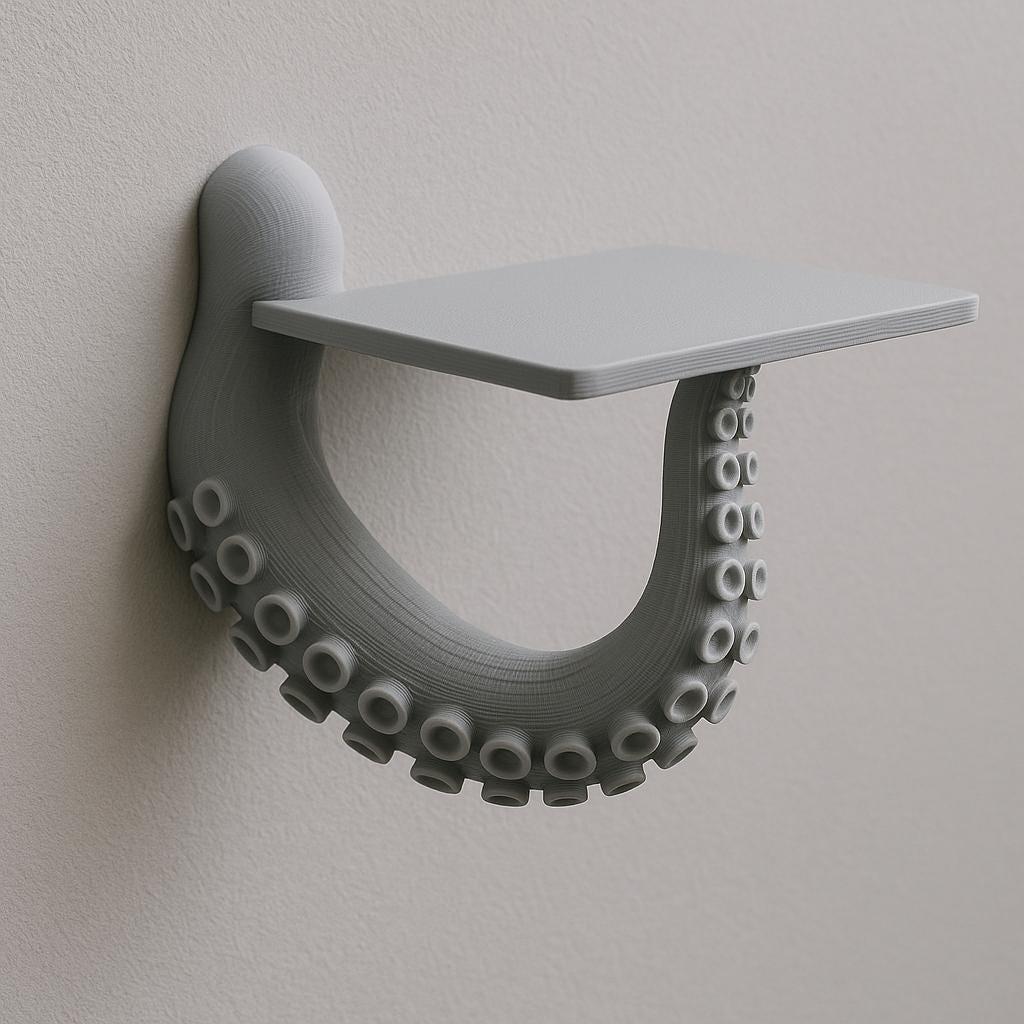 Octopus Tentacle Wall Shelf | Nautical 3D Printed Shelf | Sea Creature Floating Shelf