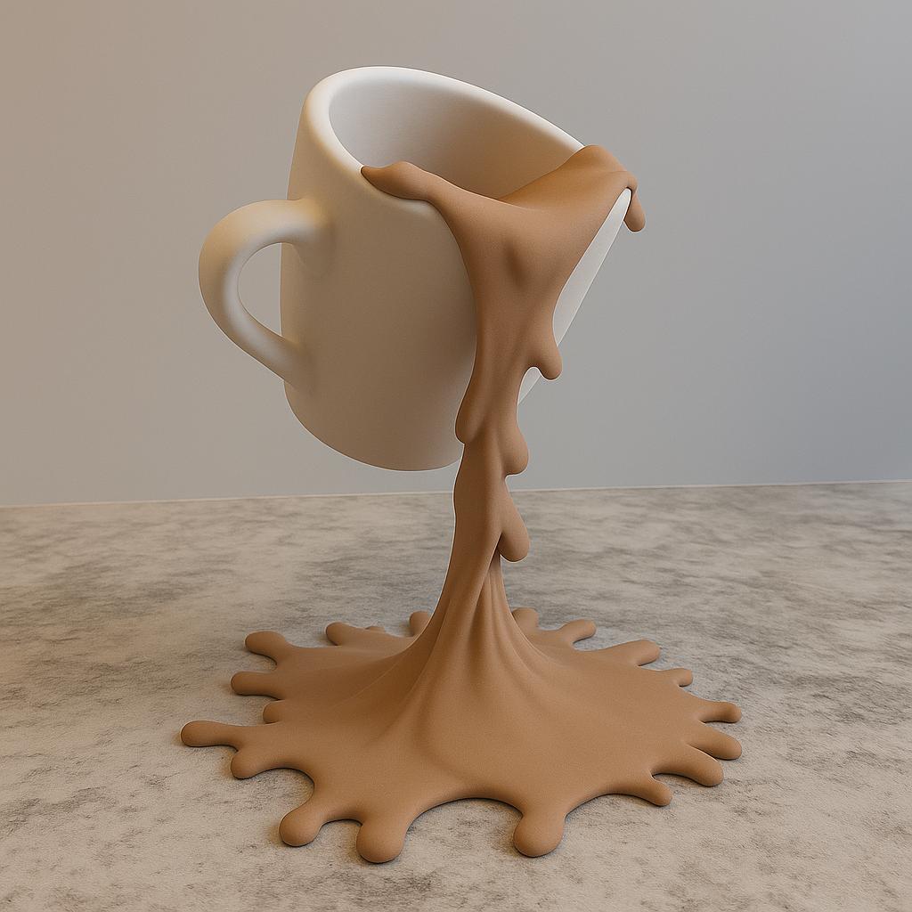 Floating Spilling Coffee Cup