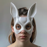 3D Printed Bunny Face Mask | Minimalist Rabbit Mask for Adults | Unique Animal Cosplay & Halloween Costume Prop | Modern 3D Print Art Design