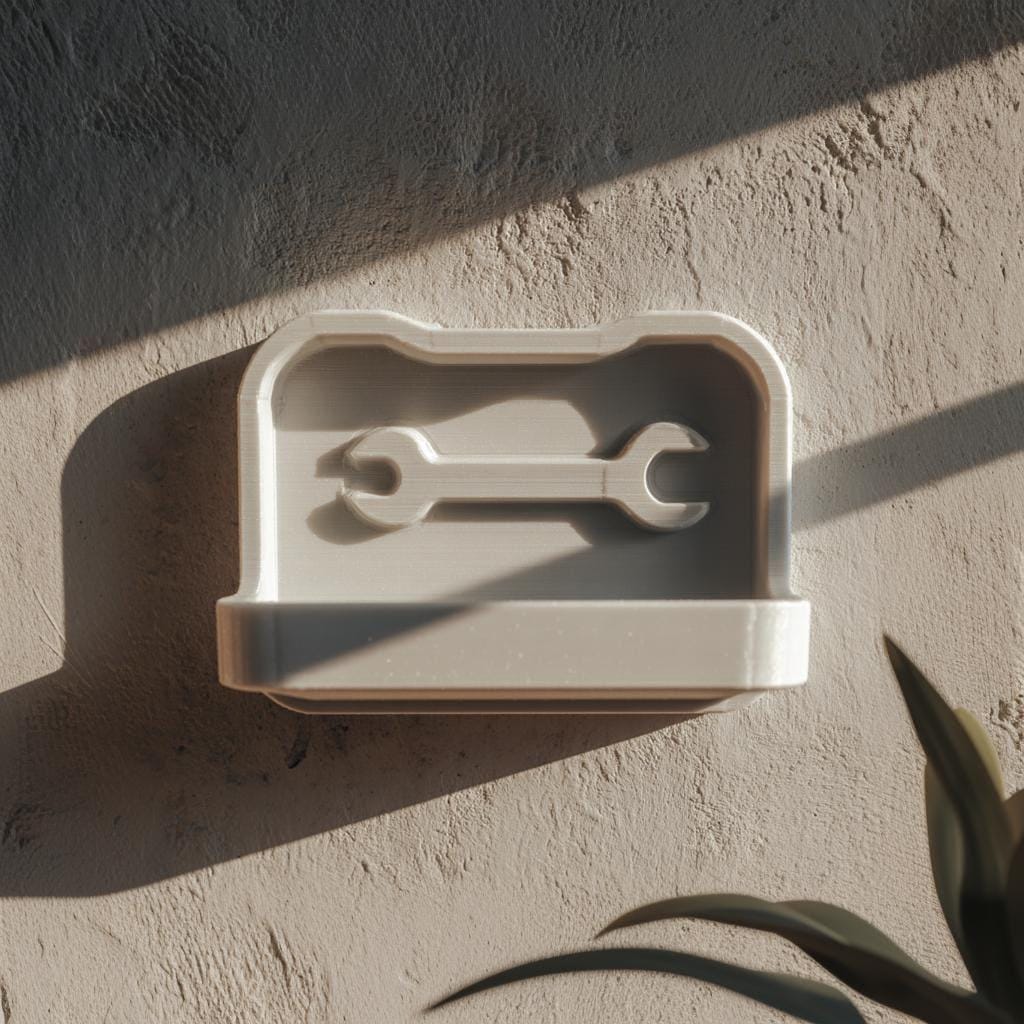 3D Printed Tool Wall Shelf | Minimal Garage Organizer Tray | Wrench Icon Floating Storage Ledge for Home Workshops and Utility Rooms Storage