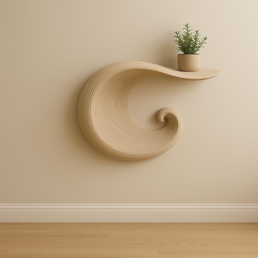 Wave-Inspired 3D Printed Floating Shelf | Modern Wall Art Shelf | Minimalist Home Decor