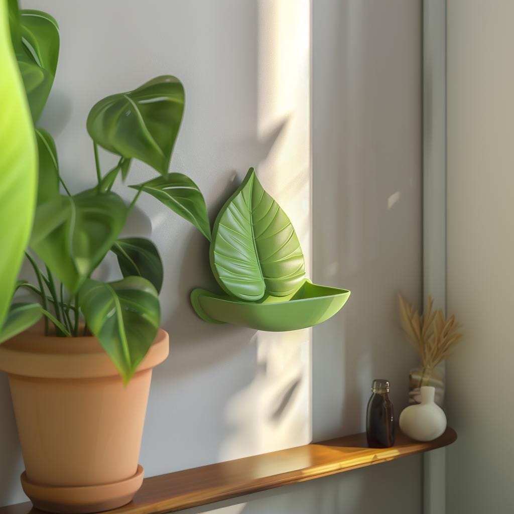 3D Printed Leaf Wall Shelf | Modern Botanical Floating Shelf Design | Unique Nature Inspired Home Decor