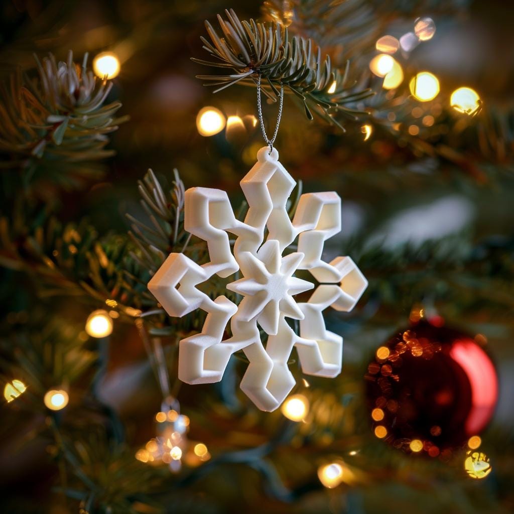10-Piece 3D Printed Snowflake Ornament Set | Decords