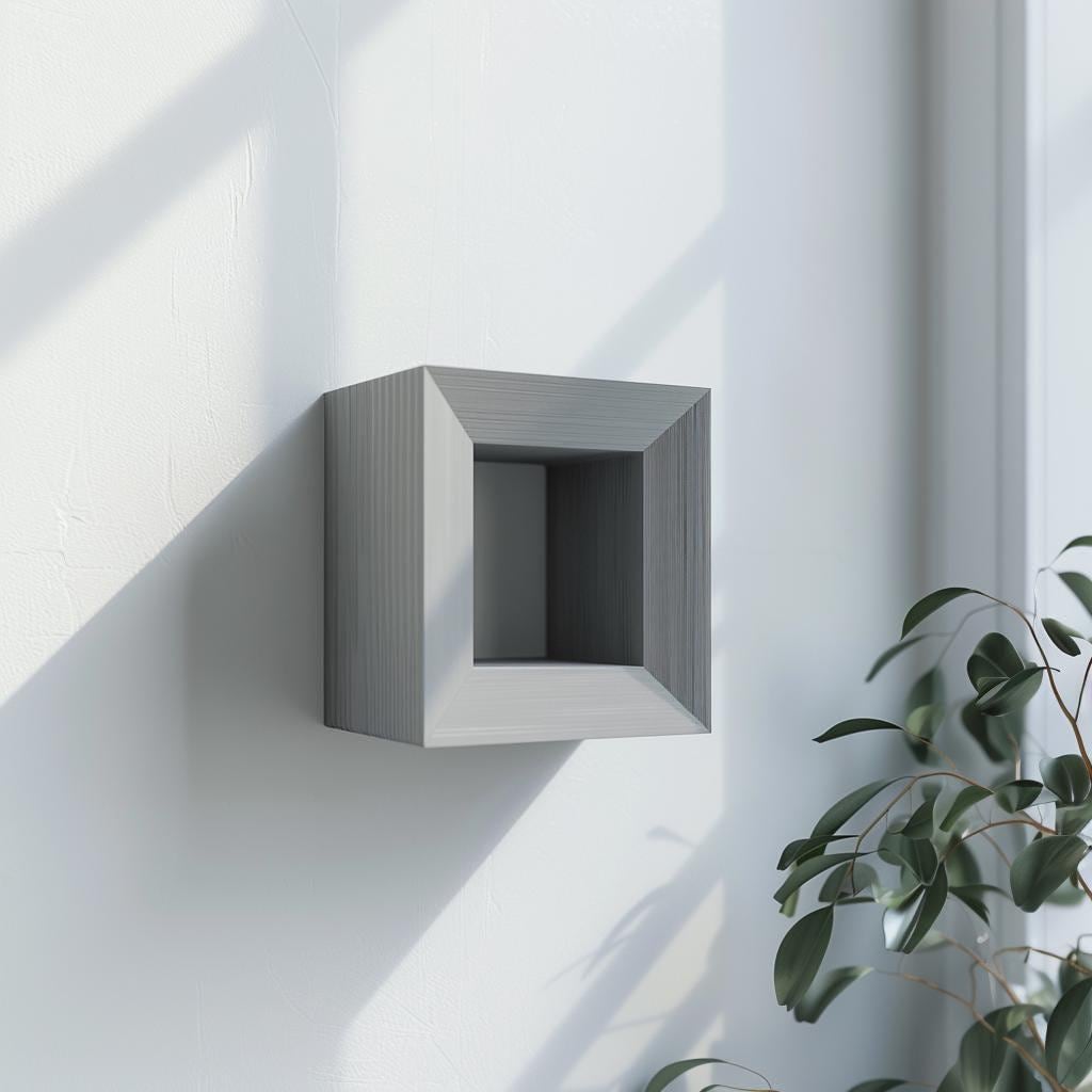 3D Printed Geometric Wall Shelf | Modern Minimalist Floating Shelf Design | Unique Square Shape Decor