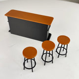 Miniature Bar Counter Set 1:12 Scale Dollhouse Bar | Tiny Bar Furniture Mini Bar Scene | Miniature Pub & Stools | Dollhouse Kitchen Decor