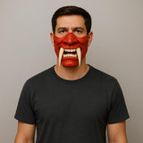 Two-Color Oni Half Face Mask | 3D Printed Demon Mask | Cosplay Samurai Mask