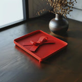 3D Printed Gift Bow Jewelry Tray | Modern Square Trinket Dish | Minimal Decorative Catchall for Keys, Coins, Jewelry and Entryway Items