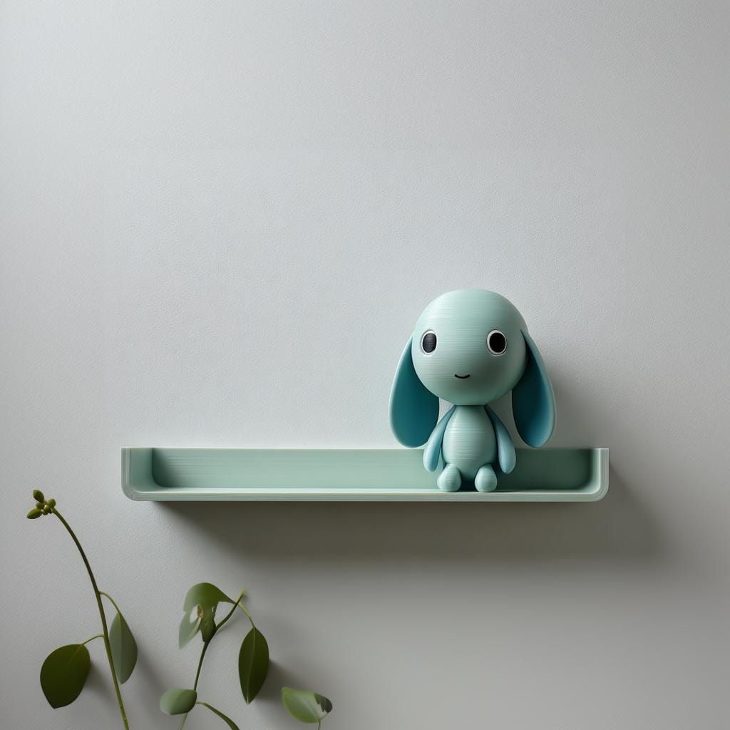 3D Printed Bunny Wall Shelf | Minimalist Character Floating Ledge | Playful Modern Room Decor Accent for Kids Rooms and Cozy Home Interiors