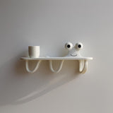 3D Printed Squiggle Friend Wall Shelf | Minimalist Character Floating Ledge with Curved Hooks | Playful Room Decor Accent for Cozy Home