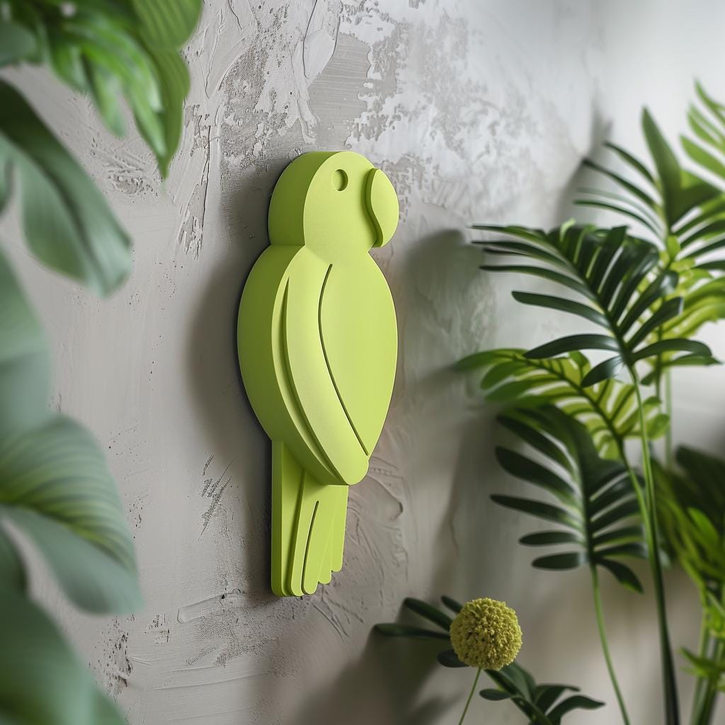3D Printed Parrot Wall Decor | Modern Stylish Minimalist Tropical Bird Silhouette | Unique 3D Printed Wall Art for Contemporary Interiors