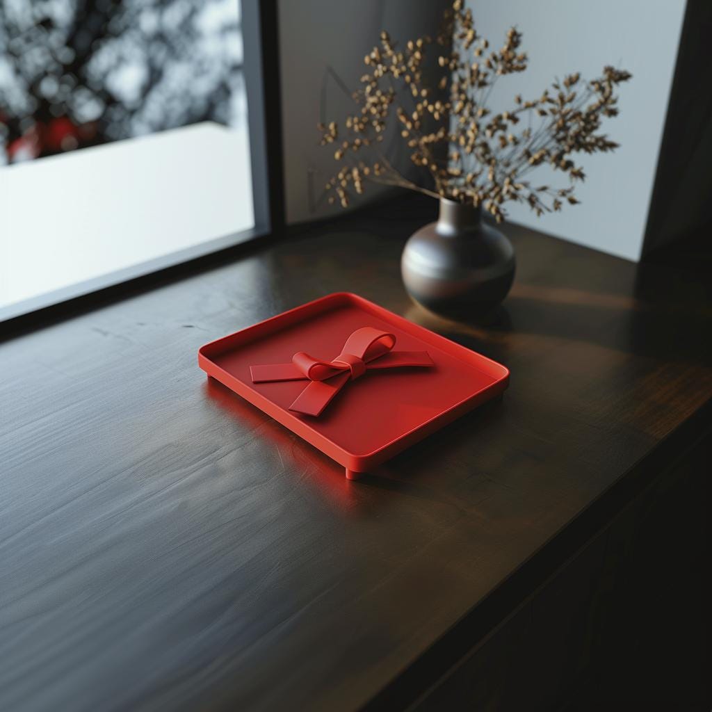 3D Printed Gift Bow Jewelry Tray | Modern Square Trinket Dish | Minimal Decorative Catchall for Keys, Coins, Jewelry and Entryway Items