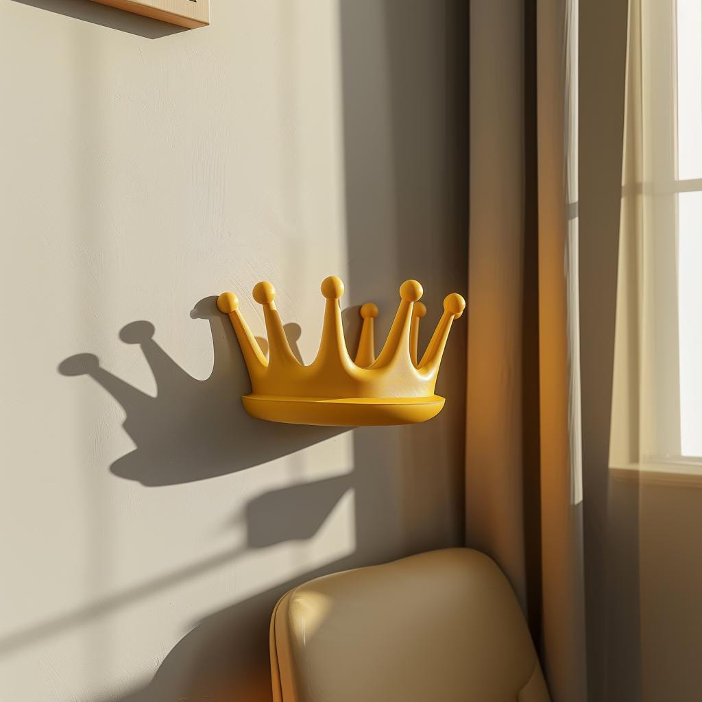 3D Printed Crown Wall Shelf | Modern Floating Kids Room Ledge | Playful Minimalist Wall Decor Accent for Nurseries, Playrooms and Bedrooms