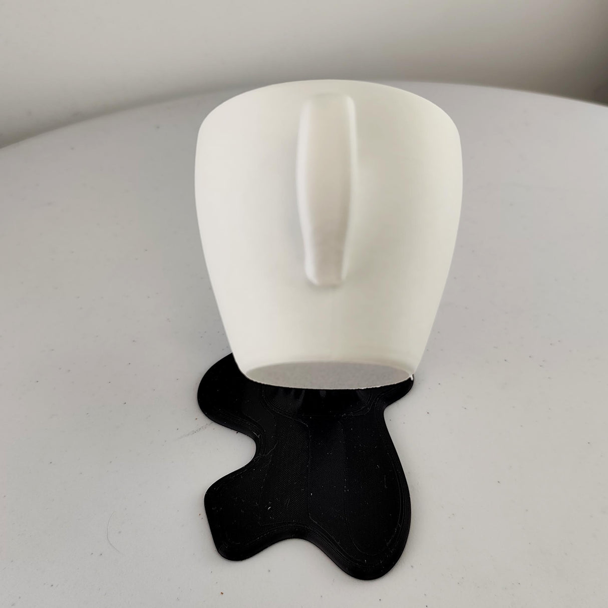 Floating Spilling Coffee Cup | 3D Printed Coffee Sculpture Optical Illusion Decor | Coffee Lover Gift Kitchen Table Centerpiece Barista Art