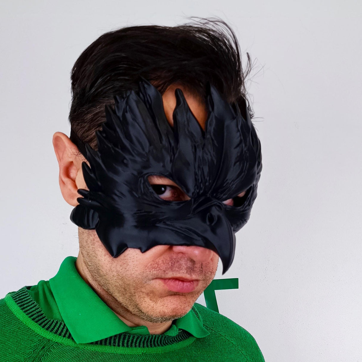 Black Raven Mask | Plague Doctor Cosplay Gothic Bird Mask | 3D Printed Fantasy Warrior Mystical Shaman Mask | Halloween Feathered Beak Mask