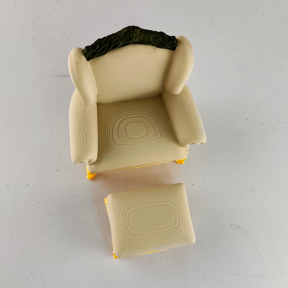 Dollhouse Victorian Armchair & Ottoman | 1:12 Scale Miniature Furniture | 3D Printed Elegant Dollhouse Chair | Miniature Home Decor