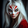 Fox Spirit Cosplay Japanese Folklore Mask | Costume White and Red Anime Mask | Fantasy Festival Mask | 3D Printed Kitsune Half-Mask