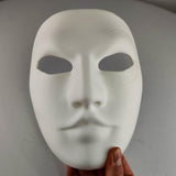 3D Printed Full Face Mask with Sculpted Detail for Cosplay, Theater, DIY Art | White Lightweight Paintable Prop for Halloween Costume Design