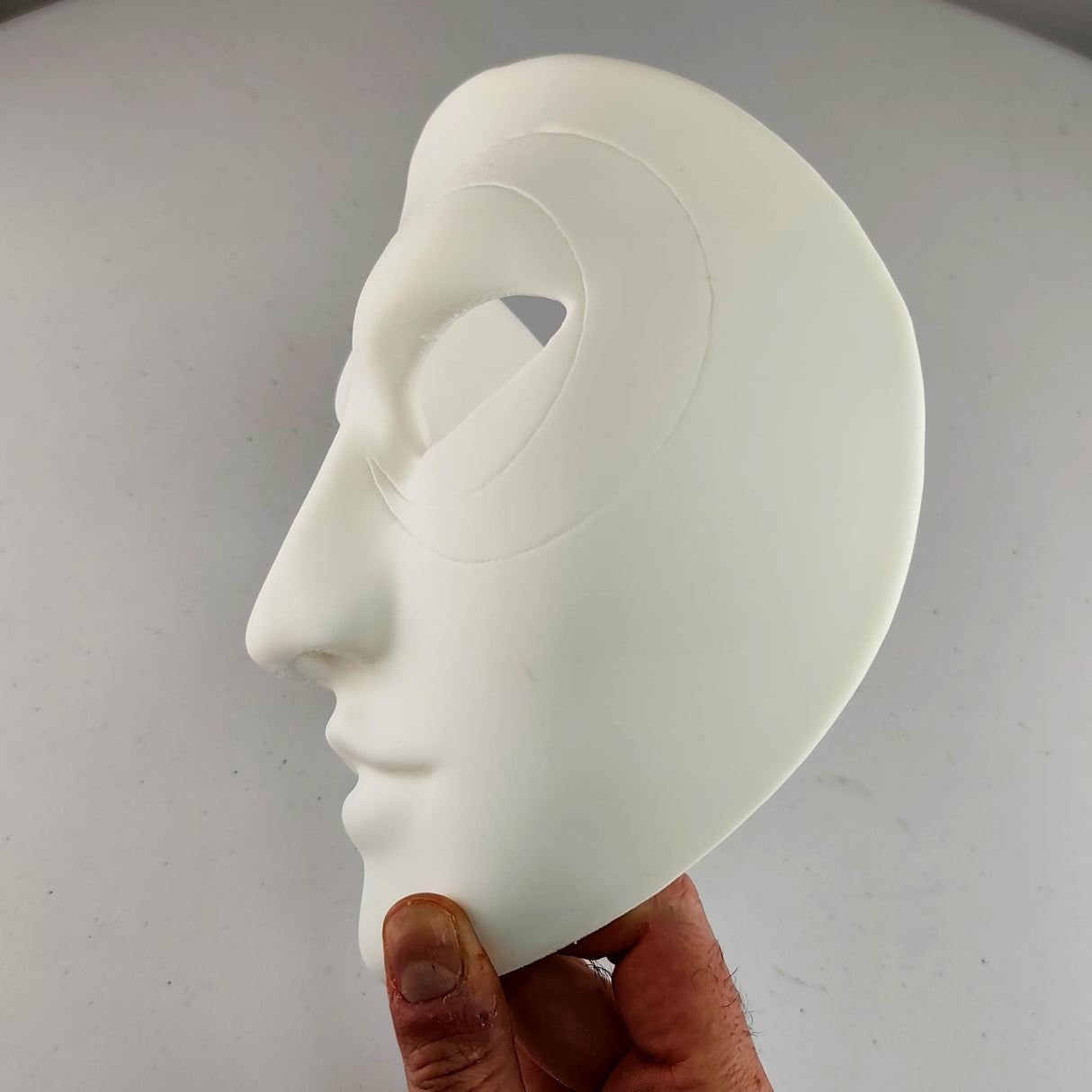 3D Printed Full Face Mask with Sculpted Detail for Cosplay, Theater, DIY Art | White Lightweight Paintable Prop for Halloween Costume Design