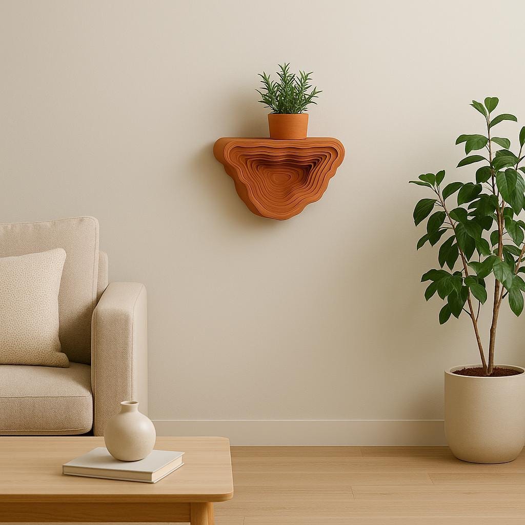 3D Printed Floating Shelf | Geometric Wall Modern Layered Design | Minimalist Home Decor
