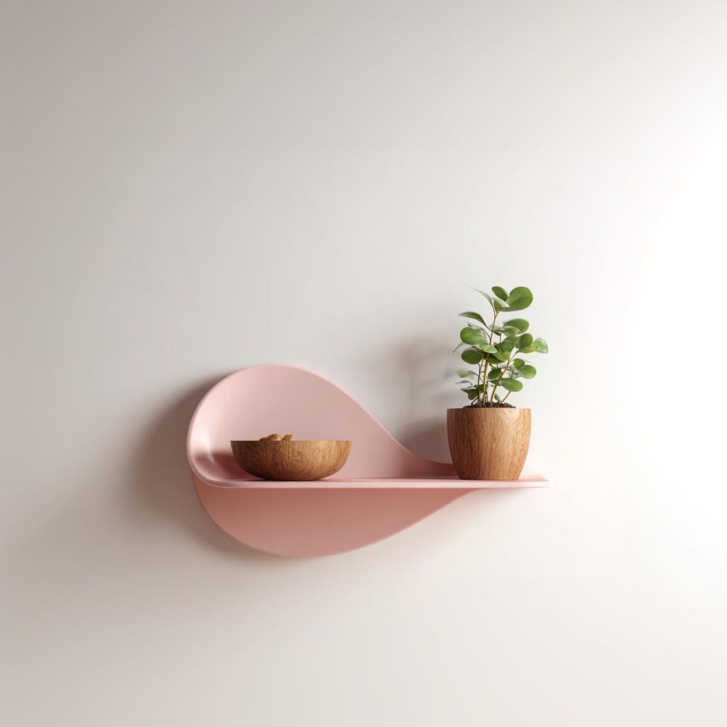 3D Printed Decorative Wall Shelf | Abstract Wavy Shelf | Modern Plant Display Shelf