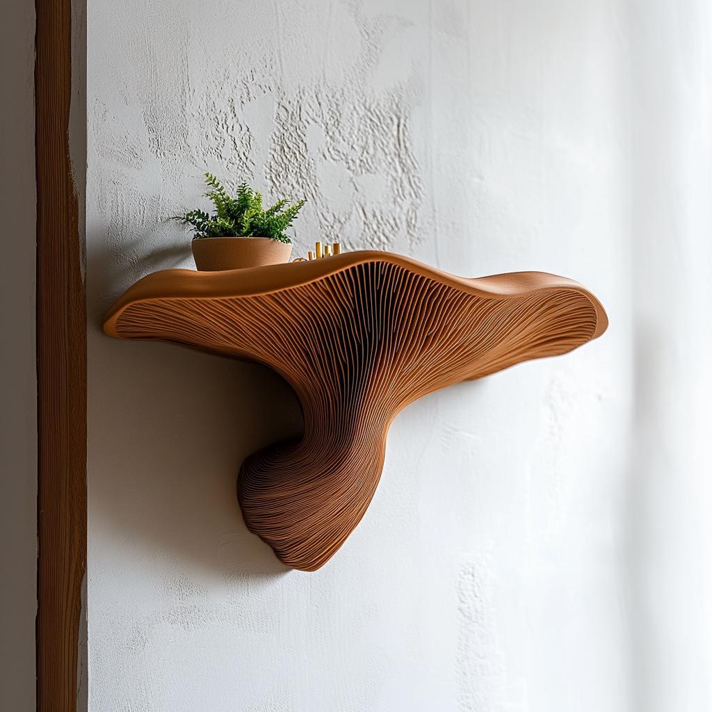 Fungi Floating Wall Shelf | 3D Printed Mushroom Organic Wall Decor | Nature Inspired Home Accent Modern Wall Mounted Shelf | Aesthetic Decor