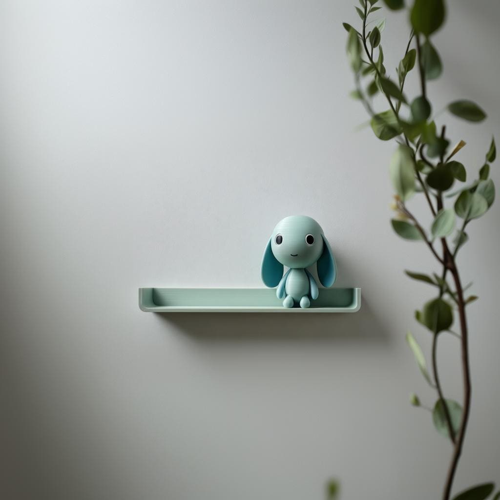 3D Printed Bunny Wall Shelf | Minimalist Character Floating Ledge | Playful Modern Room Decor Accent for Kids Rooms and Cozy Home Interiors