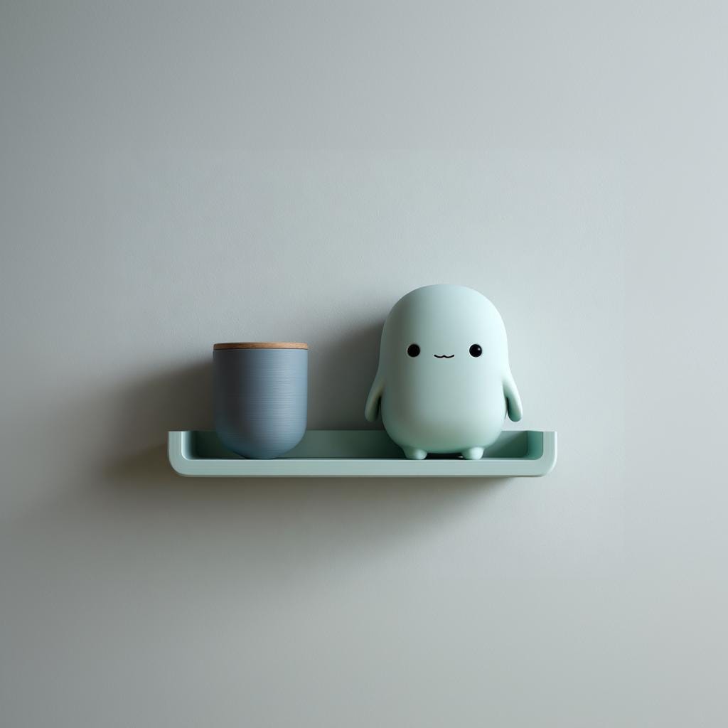 3D Printed Cozy Buddy Wall Shelf | Minimal Character Floating Ledge Display | Cute Room Decor Accent for Kids Rooms and Cozy Home Interiors